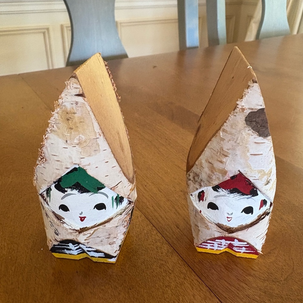 Vintage Japanese Handcrafted Wooden Kokeshi Dolls.